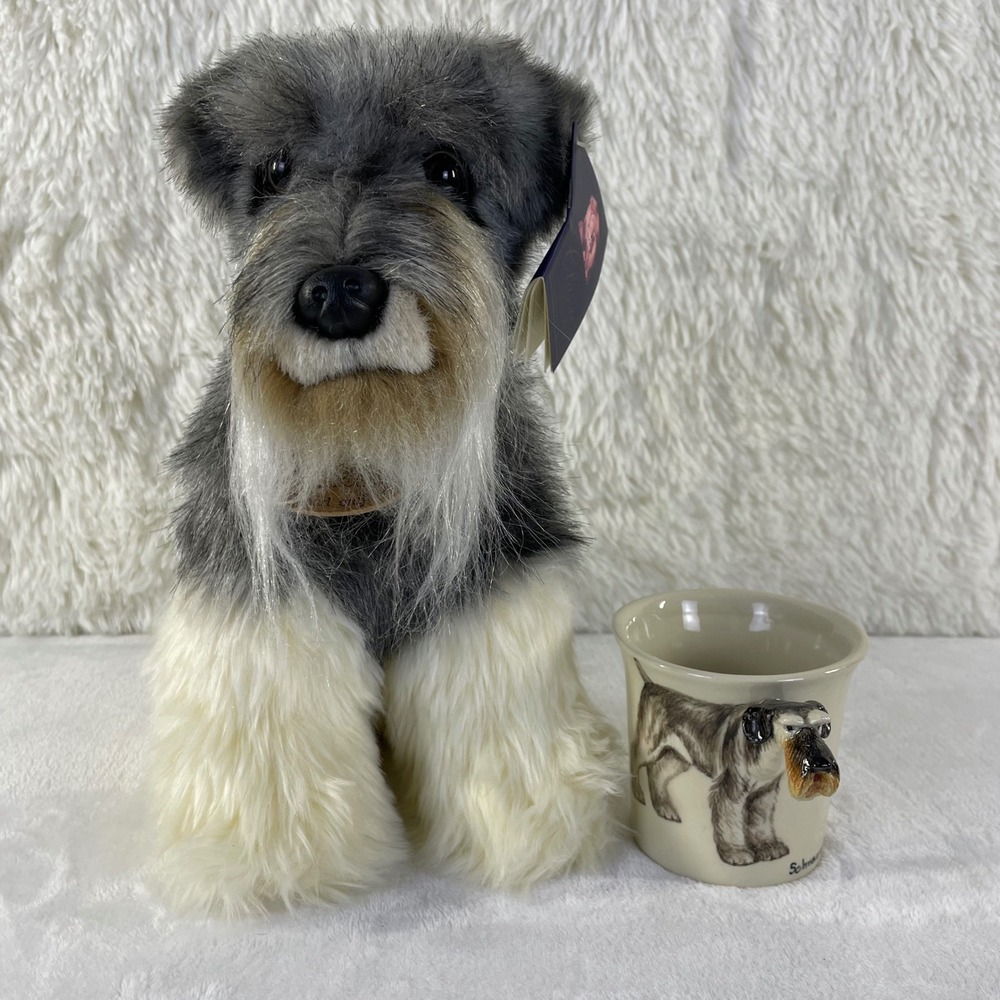 Aurora Classic Schnauzer Plush & Blue Witch Ceramic Mug‎ Dog Lover Gift Set